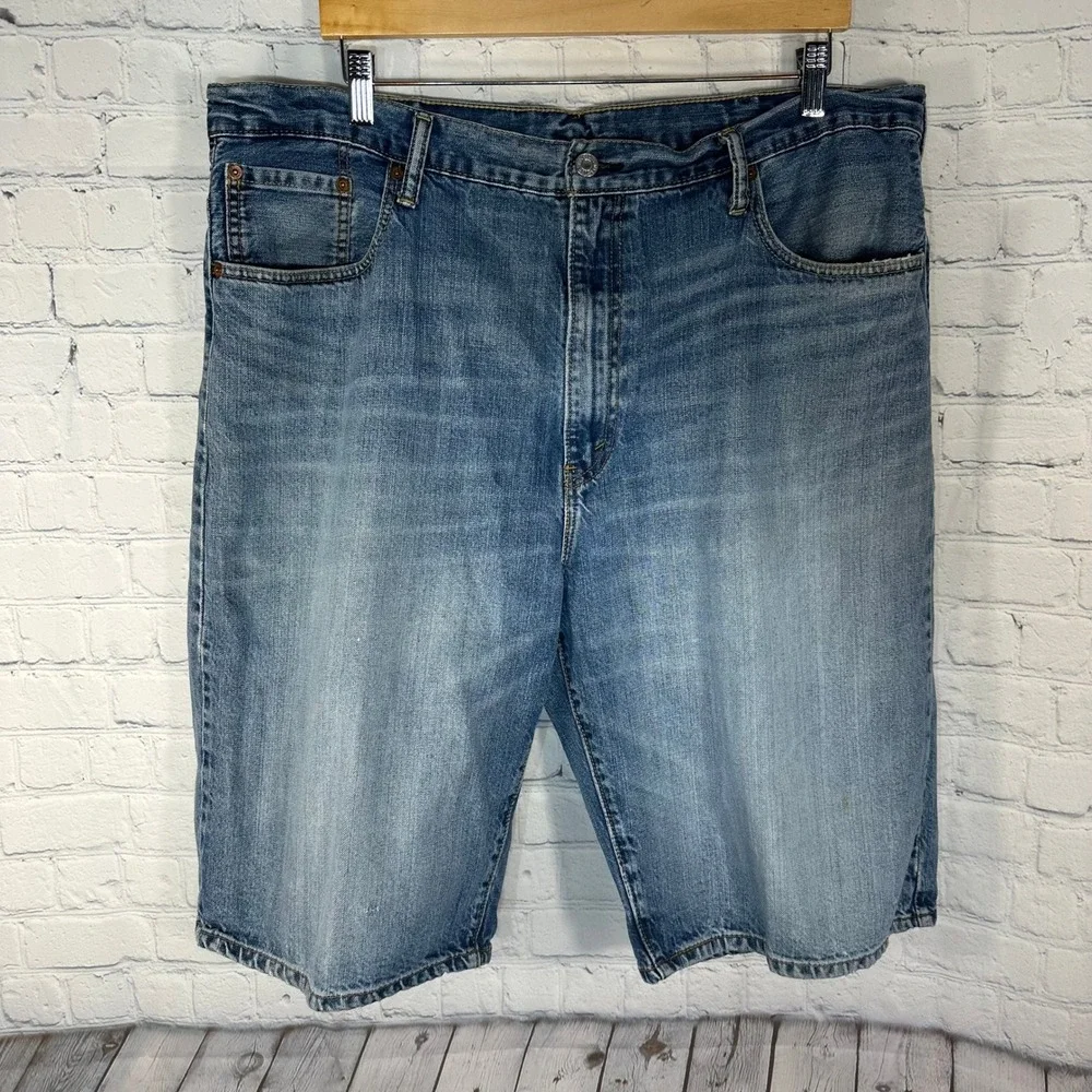Levis 569 Loose Straight Denim Shorts Mens 40 Blue Medium Wash Cotton 1474